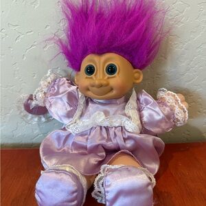 Vintage late 80s/early 90s Purple Troll Doll with Dress